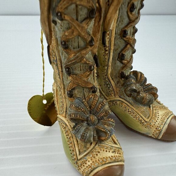 Louis Nichole 1999 Victorian Boots Ornament Christmas Vintage Lace Bow - Picture 10 of 11